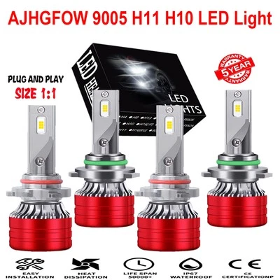 4x 9005 9006 LED Headlights Bulbs Hi+Low Beam White For Eagle Summit 1990 1992 — 第 1/4 张图片
