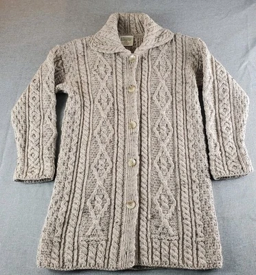 Kilronan Knitwear Cardigan Womens XXS Sand Wool Cable Knit Ireland Fisherman - Image 1 of 4