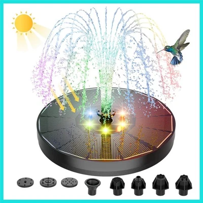 Solar Powered Fountain 4W Bird Bath Fountains Pump Upgraded Glass Panel Fount... - Image 1 of 4