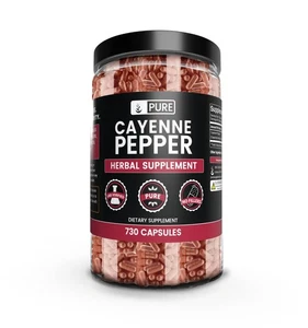 Cayenne Pepper (730 Capsules) No Magnesium Or Rice Fillers, Pure, Lab Verified - Picture 1 of 6
