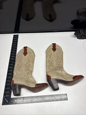 ZAPATOS VINTAGE UNISEX CONJUNTO BOTAS JUSTIN 5 1/2B 43018 WESTERN CUERO CREMA 4430 Foto 1 de 4