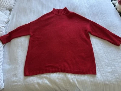 Cabbages & Roses Red Oversize Knit Jumper Size M Wool Alpaca - Image 1 of 4