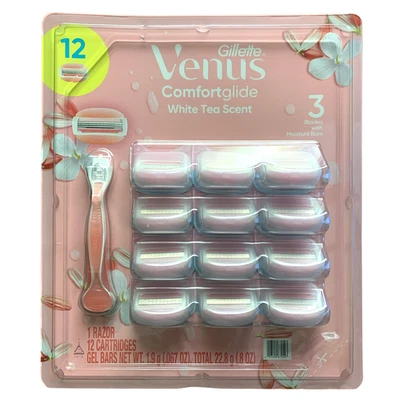Gillette Venus ComfortGlide White Tea Scented Women's 1 Razor Handle & 12 Blades - Image 1 of 2