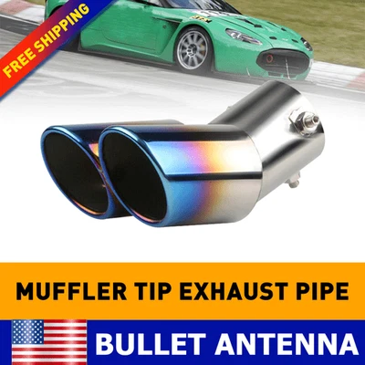 Car Exhaust Pipe Tip Rear Tail Throat Muffler Stainless Steel Blue Accessories A - Image 1 of 4