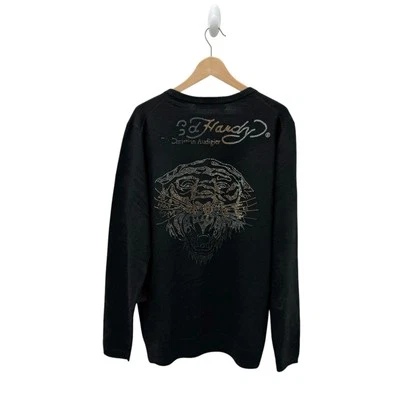 Nuevo con etiquetas Suéter Ed Hardy Mezcla de Lana Tigre Estrás Escote en V Negro Para Hombre Talla XXL Foto 1 de 4