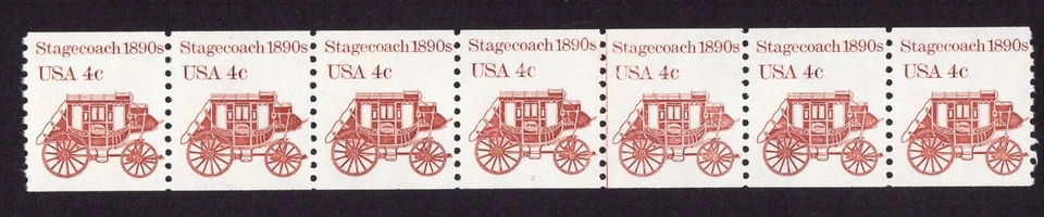 Scott #1898A Stagecoach Transportation Plate # (PNC7) Coil of 7 Stamps - MNH P#2 - Image 1 of 1