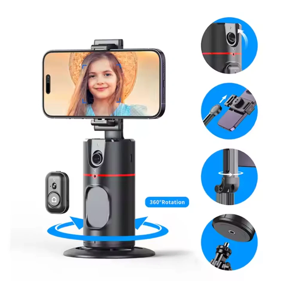 Auto Face Tracking Tripod with Remote 360° Rotation Tracking Phone Holder Stand - Image 1 of 4