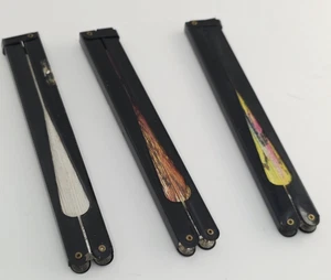 3 ventiladores plegables de papel chinos vintage pájaro flor pogoda asas de metal portátiles - Imagen 1 de 8