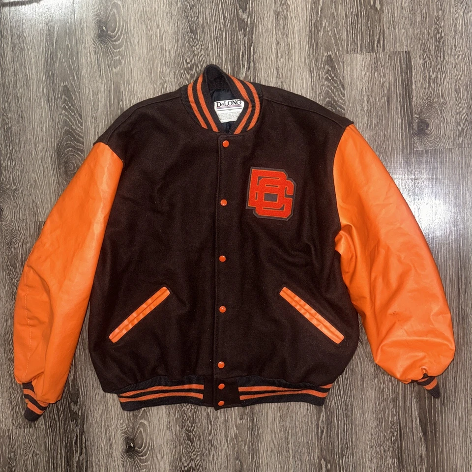 Chaqueta Universitaria Estatal Verde Bowling Vintage Para Hombre Talla 3XL Marrón/Naranja Foto 1 de 4