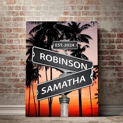 Personalized Street Signs with Name And Date Crossroads Street Sign for Couples - Image 1 of 4