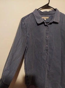 Camisa Top Granate Hill Denim Abotonada Talla 14 100% Algodón Orgánico Pima Boho - Imagen 1 de 10