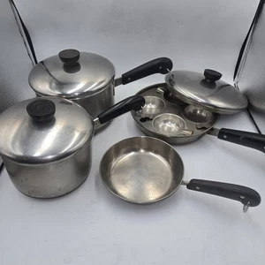 Vintage Copper Bottom 1801 Revere Ware Cookware Pots and Pan Set 12 egg poach - Picture 1 of 5