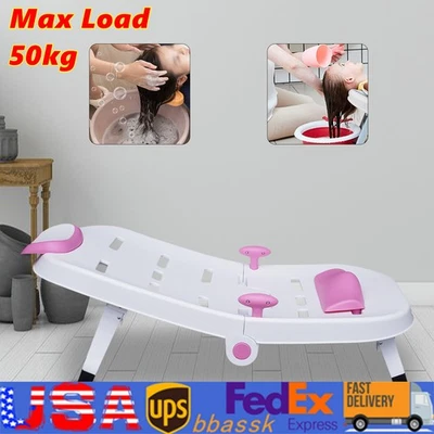 Silla de champú plegable para niños pequeños Silla de lavado de cabello ajustable para niños con reposacabezas Foto 1 de 4