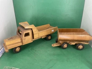 8/10/1121   LKW Laster Kipper mit Hänger FWF Fröbel Werdau DDR Holzspielzeug - Bild 1 von 11