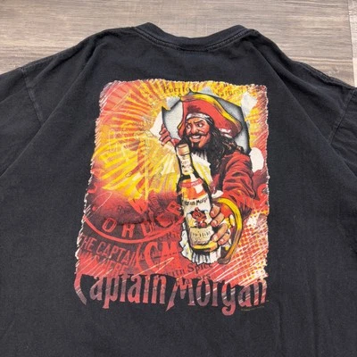 Vintage 90s y2k Captain Morgan Rum Co. Black Men XL Cotton Pirate Alcohol Shirt - Image 1 of 4
