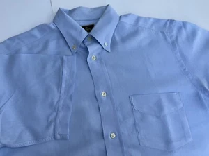 FENDI UOMO Made in Italy Blue Linen Button Shirt Vintage Mens Sz 15 1/2 - Picture 1 of 12