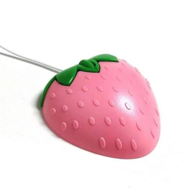Cute Pink Strawberry Wired Mouse USB PC Computer Laptop New P9 - Image 1 of 4