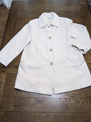 Abrigo de lana para mujer Herman Kay de colección talla 16 marfil forrado con 4 botones manga larga cuello Foto 1 de 4