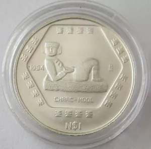 Messico 1 Nuevo Peso 1994 epoca precolombiana Chaac-Mool 1/4 oz argento - Foto 1 di 2