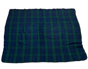 VTG USA MADE Ralph Lauren Throw Blanket Blackwatch Tartan Plaid Green Blue 46X61 - Picture 1 of 13