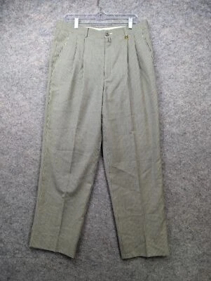 Lee Dong Soo Pants Mens 33x30 Green Yellow Houndstooth Pleated Front Golf Chino - Image 1 of 4