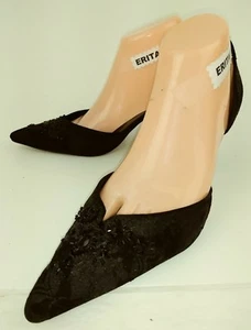 Abito donna Ann Taylor tacco dorsay US 9 M nero tessuto floreale perline 09 - Foto 1 di 9