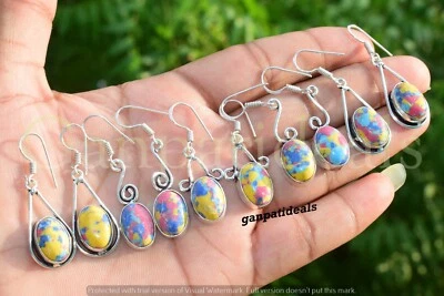 Yellow Jasper Gemstone Earring 5pcs Wholesale Lots 925 Sterling Silver Plated - Image 1 of 4