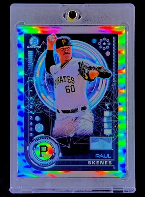 PAUL SKENES REFRATOR NOVATO 2024 BOWMAN CROMADO SP Inserção Topps RC - PIRATAS - Imagem 1 de 4