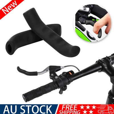 1 pair of bicycle brake lever grip silicone MTB sleeve black protective cover - image 1 of 4