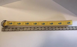J Crew Yellow Belt with Whales Adult 40” D-loop Woven - Picture 1 of 2