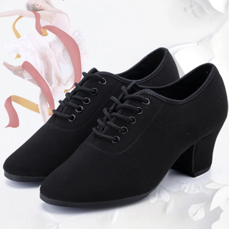 MARKENLOS Damen Kunstwildleder Sohle Tanzende Schuhe Latin Salsa Turnschuhe Tanzware Black