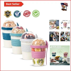 Reusable Cereal & Yogurt Storage Containers with Lids - Microwave Safe Bowls - Picture 1 of 11