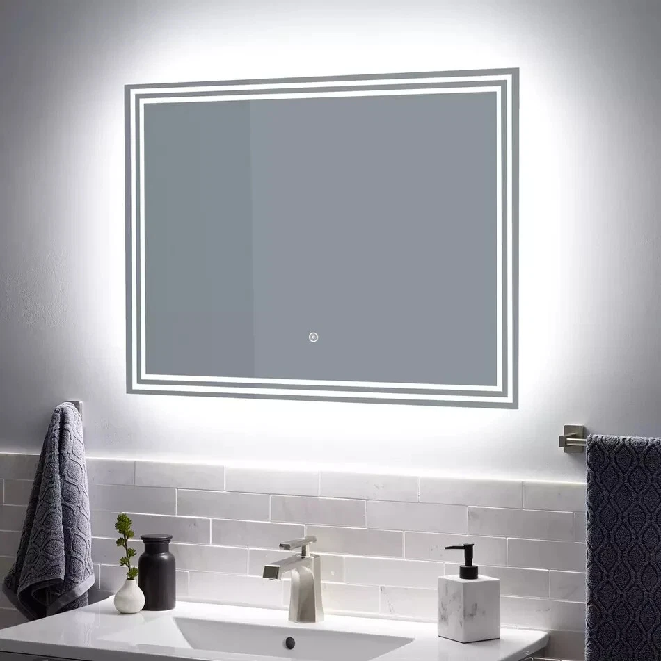 Signature Hardware LED MIRROR 32x24 COPPER FREE SILVER MIRROR WITH AMBIENT LIGHT - Image 1 of 4