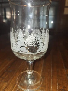 Vintage 1980er Jahre gold umrandet Weihnachtsweinglas. Arby's. EINZELNES GLAS - Bild 1 von 3