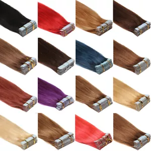 Tape In 100%Real Remy Human Hair Extensions Invisible Skin Weft Highlight Blonde - Picture 1 of 80