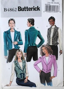 Butterick 4862 Misses / Miss Petite Jackets Vests Sewing Pattern Sz 14-20 - Picture 1 of 1