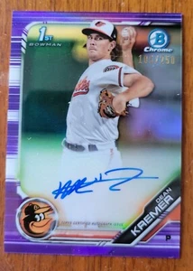 2019 Bowman Chrome Purple Auto /250 Dean Kremer - Bild 1 von 2