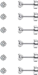 20G Cartilage Earring Stud for Women Men 316L Surgical Steel Flat Back Earrings - Picture 1 of 7