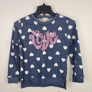 Monteau Sweatshirt Girls Large Love Hearts Pullover Glitter Love Long Sleeve - Picture 1 of 6