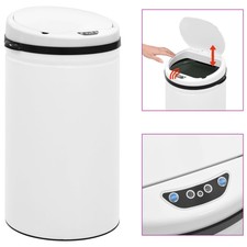 Pattumiera Automatica e Sensore 50 L Acciaio al Carbonio Bianco R8Q2