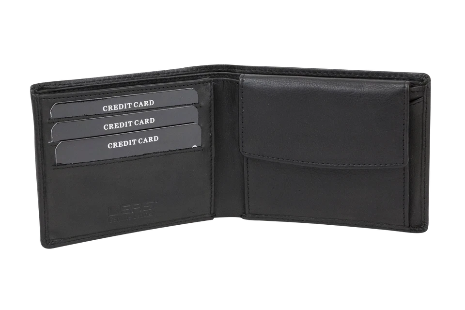 LEAS Geldbörse Herren extra dünn mit RFID Schutz Herren Geldbeutel flach schwarz