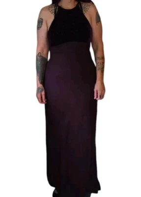 Vintage Y2k Womens Plum Formal Dress Velour Zum Zum By Dillards Size 13/14 - Image 1 of 4