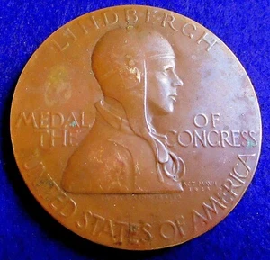 1928 Charles Lindbergh MEDAILLE DES KONGRESSES von Laura Gardin Fraser 2,75" - Bild 1 von 5