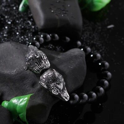 Pulsera vikinga Odins Wolves | Fenrir Wolf Torc | Brazalete nórdico | Joyería vikinga Foto 1 de 4