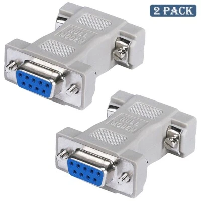 2x DB9 9Pin RS232 Serial Port Female to Female Null Modem Adapter Gender Changer - Image 1 of 2