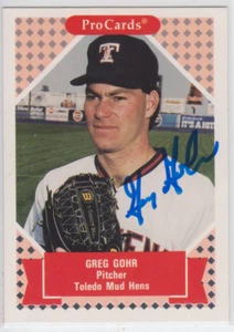 Tarjetas ProCards Greg Gohr 1992 autografiadas - gallinas de barro Toledo - Imagen 1 de 1