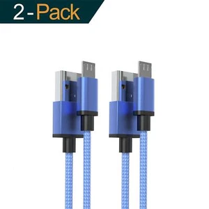 2x 3m micro USB Kabel ładujący Zestaw kabli do transmisji danych - NIEBIESKI - do Samsung, tabletu, PS4, i innych - Zdjęcie 1 z 6
