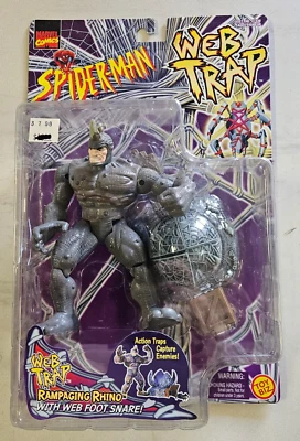 Marvel Spider-Man Web Trap RAMPAGING RHINO Toy Biz 1997 Vintage Figure NEW - Image 1 of 3
