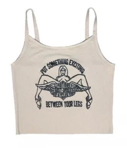 Kleiner Vintage-Stil Harley Davidson Druck spannend zugeschnitten Tank Top kurzbraun - Bild 1 von 3