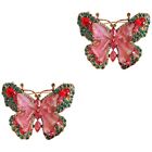 2pcs Butterfly Pin Crystal Clothes Pin Brooch Decorative Lapel Pin for